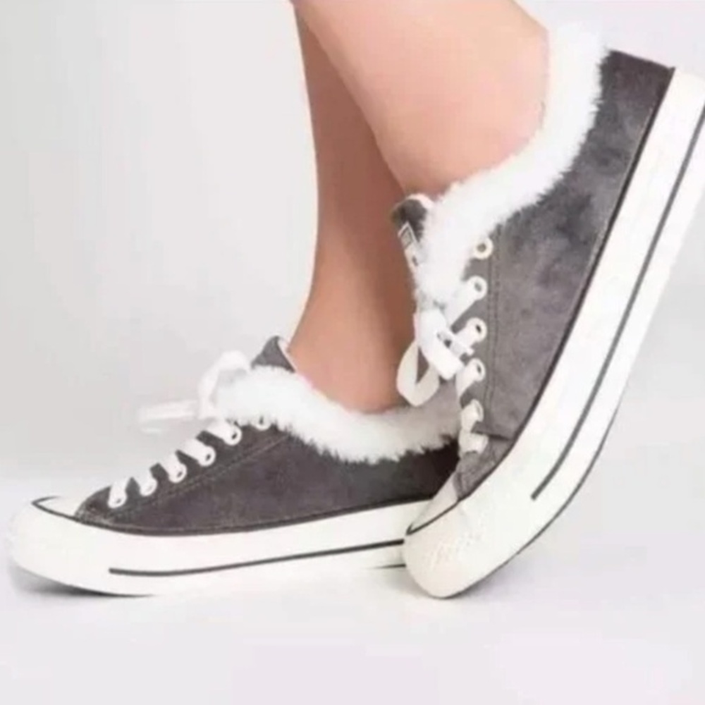 PJ Salvage Velour Faux Fur Sneaker Grey Sz‎ 6 - Picture 5 of 5